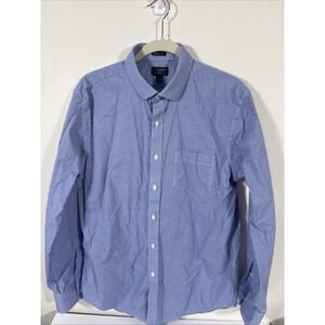 J. Crew Men's Large Blue Check Button Down Shirt Flex Wrinkle Free X1